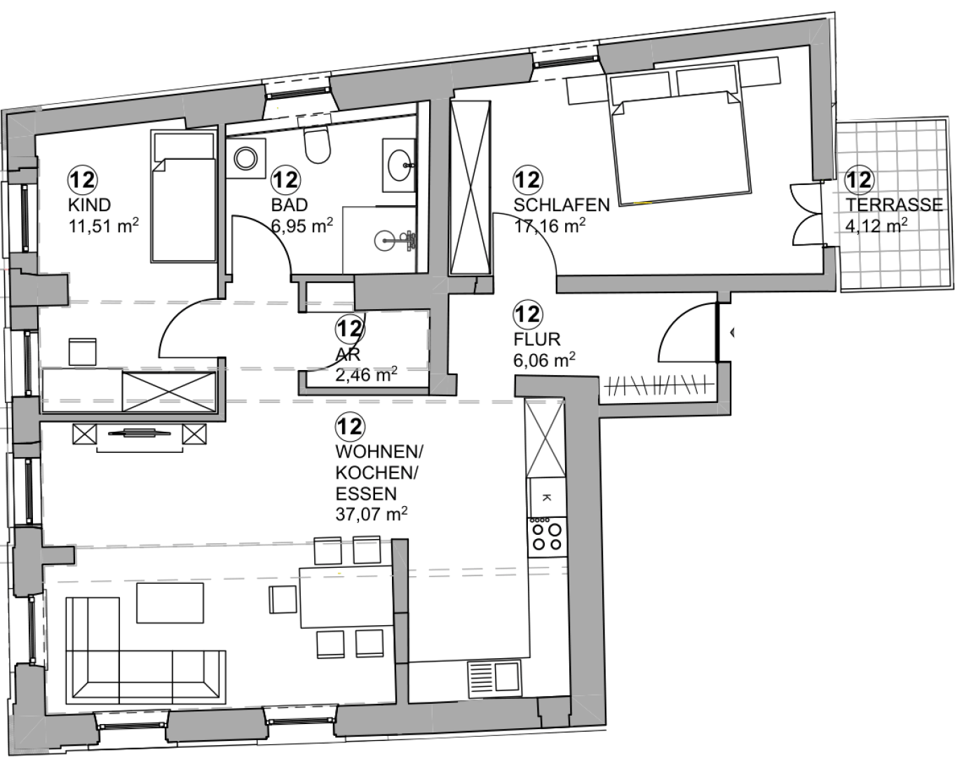 Grundriss Whg. 12
