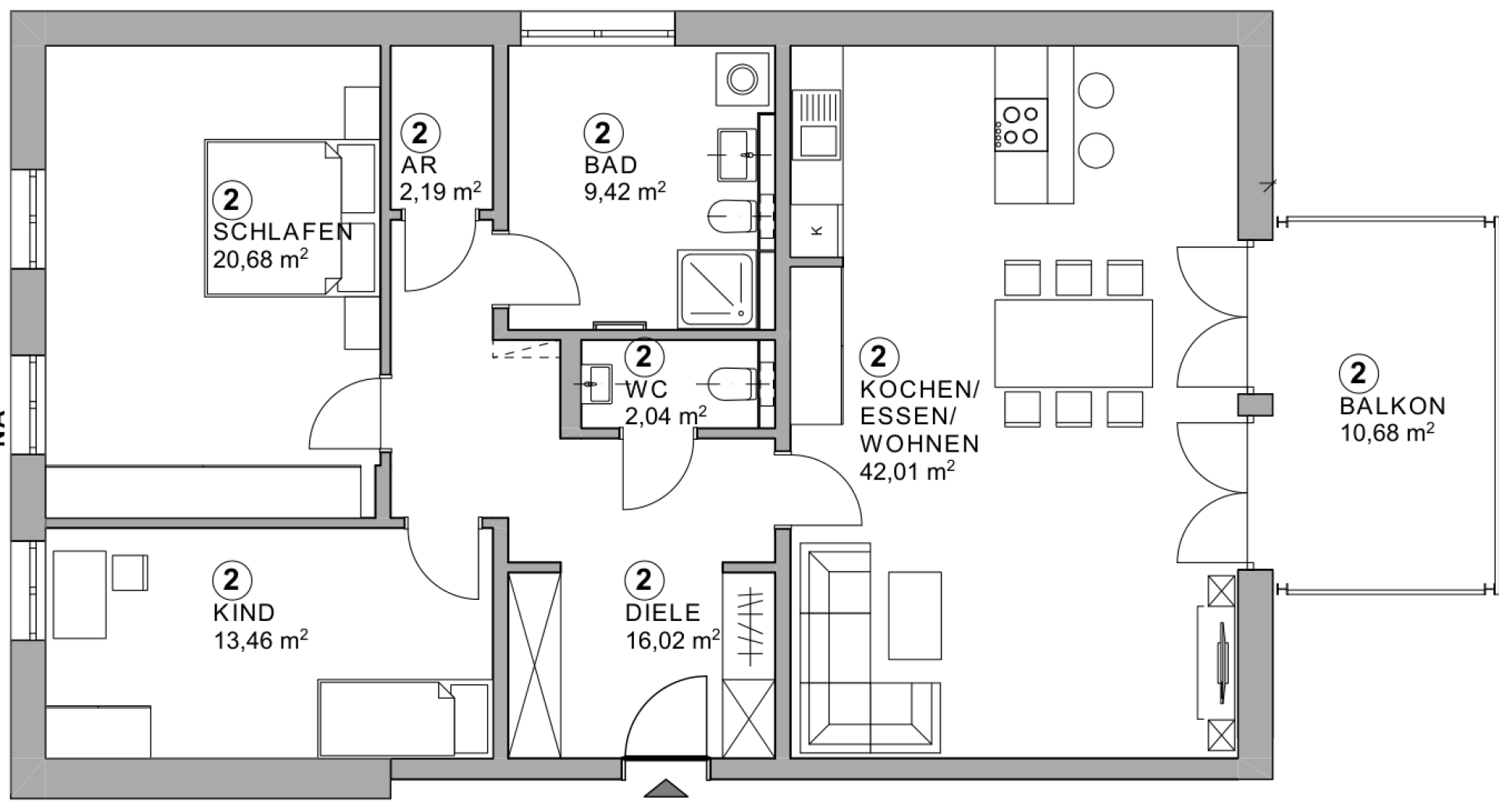 Grundriss Whg. 2