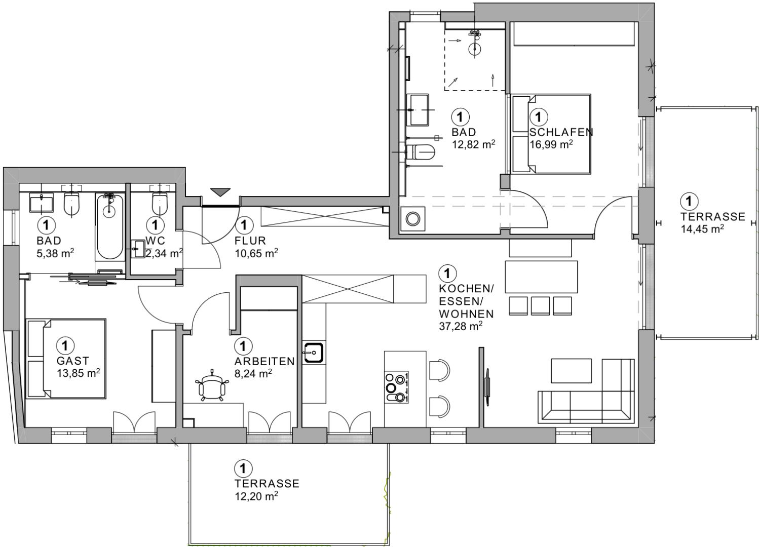 Grundriss Whg. 1